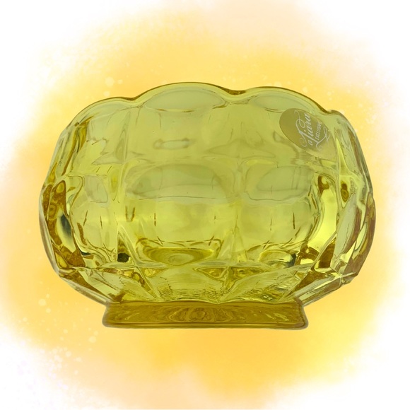 Vintage Indiana Glass Tiara Constellation Candy Nut Bowl Dish Yellow Mist 3.5” - Picture 2 of 5
